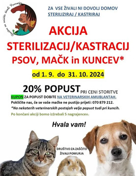 Akcija sterilizacij in kastracij psov, mačk in kuncev